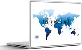 Laptop sticker - 12.3 inch - Wereldkaart - Blauw - Kompas - 30x22cm - Laptopstickers - Laptop skin - Cover