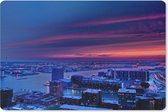 Muismat Rotterdam - Paarse lucht boven Rotterdam in Nederland muismat rubber - 27x18 cm - Muismat met foto