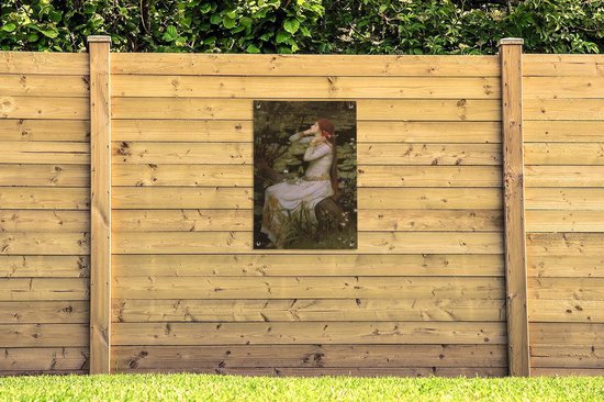 Affiche de jardin Ophelia - peinture de John William Waterhouse - 40x80 cm - Décoration murale extérieure - Affiche de jardin - Toile de jardin - Affiche de clôture - Tableau de jardin
