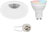 Mi-Light MiBoxer - LED Spot Set GU10 - Smart LED - Wifi LED - Slimme LED - 4W - RGB+CCT - Aanpasbare Kleur - Dimbaar - Primux Pollon Pro - Inbouw Rond - Mat Wit - Verdiept - Ø82mm