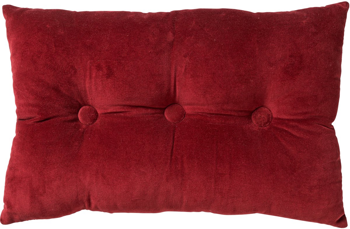 Dutch Decor VALERIE - Sierkussen 40x60 cm - velvet - met knopen - Merlot - rood - Inclusief binnenkussen - Luxe kussens voor woonkamer & bank