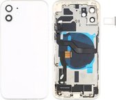 Batterij-achterklep (met toetsen aan de zijkant & luidspreker & motor & cameralens & kaarthouder & aan / uit-knop + volumeknop + oplaadpoort & draadloze oplaadmodule) voor iPhone 12 (wit)