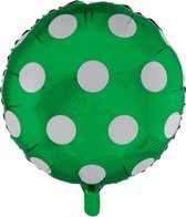Helium ballon groen rond met witte stippen | per stuk