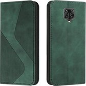 Voor Xiaomi Redmi Note 9S / Note 9 Pro Skin Feel Magnetisch S-type Effen Kleur Horizontale Flip Lederen Case met Houder & Kaartsleuf & Portemonnee (Groen)