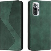 Voor Xiaomi Redmi Note 10 Pro Skin Feel Magnetisch S-type Effen Kleur Horizontale Flip Lederen Case met Houder & Kaartsleuf & Portemonnee (Groen)