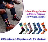 6-Paar Happy Sokken in Diverse Kleuren en Vrolijke Designs