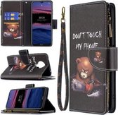 Voor Nokia G20 Gekleurde Tekening Patroon Rits Horizontale Flip Leren Case met Houder & Kaartsleuven & Portemonnee (Beer)