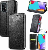 Voor Samsung Galaxy A52 5G / 4G Blooming Mandala Reliëfpatroon Magnetische Horizontale Flip Leren Case met Houder & Kaartsleuven & Portemonnee (Zwart)