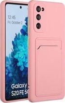 Voor Samsung Galaxy S20 FE kaartsleuf ontwerp schokbestendig TPU beschermhoes (roze)