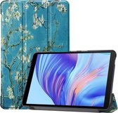 Voor Huawei Honor X7 / MatePad T8 Custer Geschilderd TPU Smart Tablet Leren Case met Tri-Fold Beugel & Pen Slot (Abrikozenbloesem)