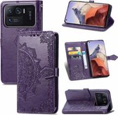 Voor Xiaomi Mi 11 Ultra Mandala Embossing Pattern Horizontale Flip lederen tas met houder & kaartsleuven & portemonnee & lanyard (paars)