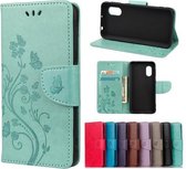 Voor Samsung Galaxy Xcover 5 Butterfly Flower Pattern Horizontale Flip Leather Case met houder & kaartsleuven & portemonnee (groen)