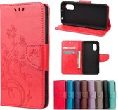 Voor Samsung Galaxy Xcover 5 Butterfly Flower Pattern Horizontale Flip Leather Case met houder & kaartsleuven & portemonnee (rood)