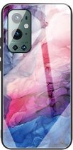 For One Plus 9 Pro Abstract Marble Pattern Glass beschermhoes (abstract rood)