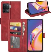 Voor OPPO A94 4G / F19 Pro / Reno 5 Lite Dubbelzijdige magnetische gesp Horizontale flip lederen tas met houder & kaartsleuven & portemonnee (rood)