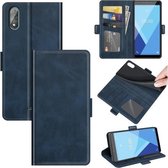 Voor Wiko Y51 dubbelzijdige magnetische gesp horizontale flip lederen tas met houder & kaartsleuven & portemonnee (donkerblauw)