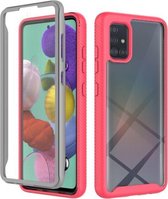 Voor Samsung Galaxy A51 Sterrenhemel Effen Kleur Serie Schokbestendige PC + TPU Case met PET-folie (Rose Red)