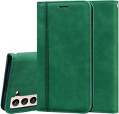 Voor Samsung Galaxy S21 + 5G Frosted Business Magnetische Horizontale Flip PU Leather Case met houder & kaartsleuf & lanyard (groen)