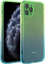Rechte rand kleurverloop TPU beschermhoes voor iPhone 11 Pro Max (blauwgroen)