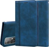 Voor Samsung Galaxy A52 5G / 4G Frosted Business Magnetische Horizontale Flip PU lederen tas met houder & kaartsleuf & lanyard (blauw)