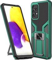 Voor Samsung Galaxy A72 4G / 5G Armor 2 in 1 PC + TPU magnetisch schokbestendig hoesje met opvouwbare houder (groen)