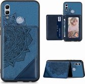 Voor Huawei Honor 10 Lite Mandala Reliëf Magnetische Doek PU + TPU + PC Case met Houder & Kaartsleuven & Portemonnee & Fotolijst (Blauw)