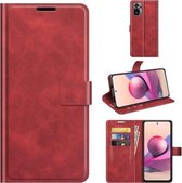 Voor Xiaomi Redmi Note 10 4G / Redmi Note 10S Retro Kalfspatroon Gesp Horizontale Flip Leren Case met Houder & Kaartsleuven & Portemonnee (Rood)