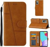 Voor OPPO A52 / A72 / A92 Stiksels Kalf Textuur Gesp Horizontale Flip Leren Case met Houder & Kaartsleuven & Portemonnee & Lanyard (Geel)