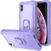 PC + rubberen 3-laags schokbestendige beschermhoes met roterende houder voor iPhone XS Max (paars)