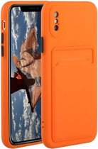 Kaartsleuf ontwerp schokbestendig TPU beschermhoes voor iPhone X / XS (oranje)