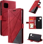 Voor Motorola Moto G 5G Skin Feel Splicing Horizontale flip lederen tas met houder & kaartsleuven & portemonnee & fotolijst (rood)