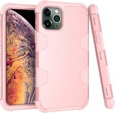 Contrastkleur siliconen + pc schokbestendig hoesje voor iPhone 11 Pro (roségoud)