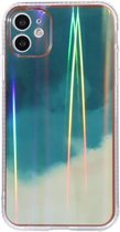 IMD Rendering Watercolor Aurora Pattern Shockproof TPU + PC beschermhoes voor iPhone 11 Pro Max (cyaan en grijs)