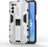 Voor OPPO A55 5G Supersonic PC + TPU schokbestendige beschermhoes met houder (zilver)