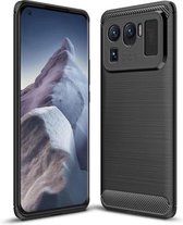 Voor Geschikt voor Xiaomi Mi 11 Ultra Brushed Texture Carbon Fiber TPU Case (Zwart)