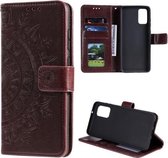 Voor Samsung Galaxy Note20 Totem Bloem Reliëf Horizontale Flip TPU + PU Leren Case met Houder & Kaartsleuven & Portemonnee (Bruin)