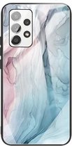 Voor Samsung Galaxy A32 5G Abstract Marble Pattern Glass beschermhoes (abstract grijs)