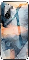 Voor Xiaomi Redmi K40 / K40 Pro / K40 Pro + beschermhoes van abstract marmerpatroonglas (abstract blauw)