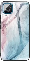 Voor Samsung Galaxy A42 5G Abstract Marble Pattern Glass beschermhoes (abstract grijs)