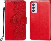 Voor Samsung Galaxy A82 5G Flower Vine Embossing Pattern Horizontale Flip Leather Case met Card Slot & Holder & Wallet & Lanyard (Red)