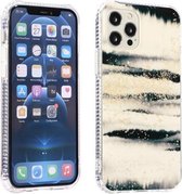 Gold Sands Marble Pattern Dual-side IMD-patroon Acryl + TPU schokbestendig hoesje voor iPhone 12/12 Pro (Black Sands)