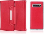 Voor Samsung Galaxy S10 Litchi Textuur Horizontale Flip Gesp Afneembare Magnetische PU Lederen Case met Kaartsleuven & Portemonnee & Fotolijst (Rood)