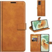 Voor ZTE Axon 30 Pro Retro kalfspatroon gesp Horizontale flip lederen tas met houder & kaartsleuven en portemonnee (geel)