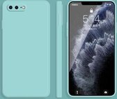 Effen kleur imitatie vloeibare siliconen rechte rand valbestendige volledige dekking beschermhoes voor iPhone 8 Plus / 7 Plus (hemelsblauw)