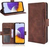 Voor Samsung Galaxy A22 5G Skin Feel Kalfspatroon Horizontale Flip Leren Case met Houder & Kaartsleuven & Fotolijst (Bruin)