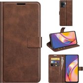 Voor OPPO A94 4G / F19 Pro Retro Kalfspatroon Gesp Horizontale Flip Leren Case met Houder & Kaartsleuven & Portemonnee (Donkerbruin)