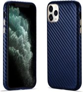 Koolstofvezel lederen textuur Kevlar anti-val telefoon beschermhoes voor iPhone 11 Pro Max (blauw)