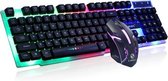 LIMEIDE GTX300 1600 DPI 104 toetsen USB Rainbow Suspended Backlight Bedraad lichtgevend toetsenbord en muis set, kabellengte: 1,4 m (zwart)