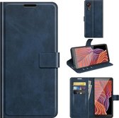 Voor Galaxy Xcover 5 / Xcover 5S Retro Kalfspatroon Gesp Horizontale Flip Leren Case met Houder & Kaartsleuven & Portemonnee (Blauw)