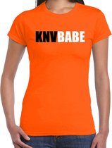 Oranje fan t-shirt voor dames - Knvbabe - Nederland supporter - EK/ WK shirt / outfit M